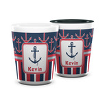 Nautical Anchors & Stripes Ceramic Shot Glass - 1.5 oz (Personalized)