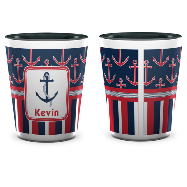 Nautical Anchors & Stripes Shot Glass - Two Tone - APPROVAL