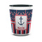 Nautical Anchors & Stripes Ceramic Shot Glass - 1.5 oz - Two Tone - Set of 4 (Personalized)