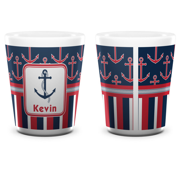Nautical Anchors & Stripes Shot Glass - White - APPROVAL