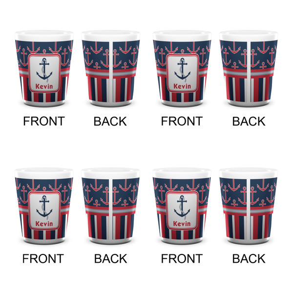 Nautical Anchors & Stripes Shot Glass - White - Set of 4 - APPROVAL