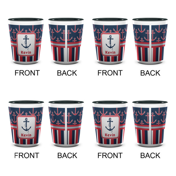 Nautical Anchors & Stripes Shot Glassess - Two Tone - Set of 4 - APPROVAL