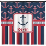 Nautical Anchors & Stripes Shower Curtain - Custom Size (Personalized)