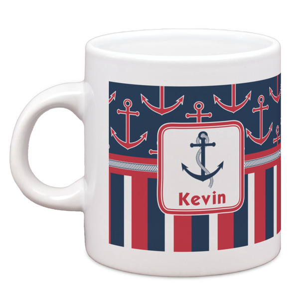 Custom Nautical Anchors & Stripes Espresso Cup (Personalized)
