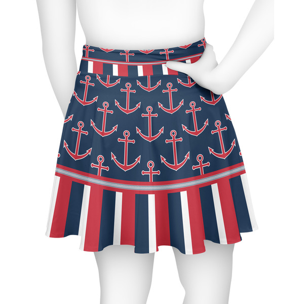 Nautical Anchors & Stripes Skater Skirt - Back