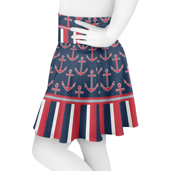 Nautical Anchors & Stripes Skater Skirt - Side
