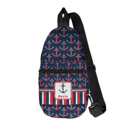 Nautical Anchors & Stripes Sling Bag (Personalized)