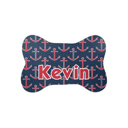 Nautical Anchors & Stripes Bone Shaped Dog Food Mat (Small) (Personalized)