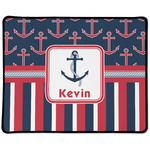Nautical Anchors & Stripes Large Gaming Mouse Pad - 12.5" x 10" (Personalized)
