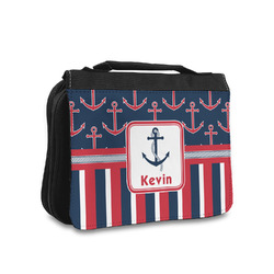 Nautical Anchors & Stripes Toiletry Bag - Small (Personalized)