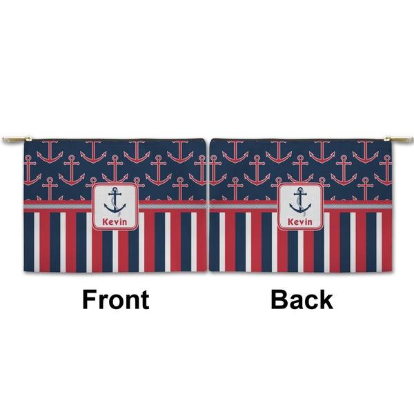 Nautical Anchors & Stripes Small Zipper Pouch Approval (Front and Back)
