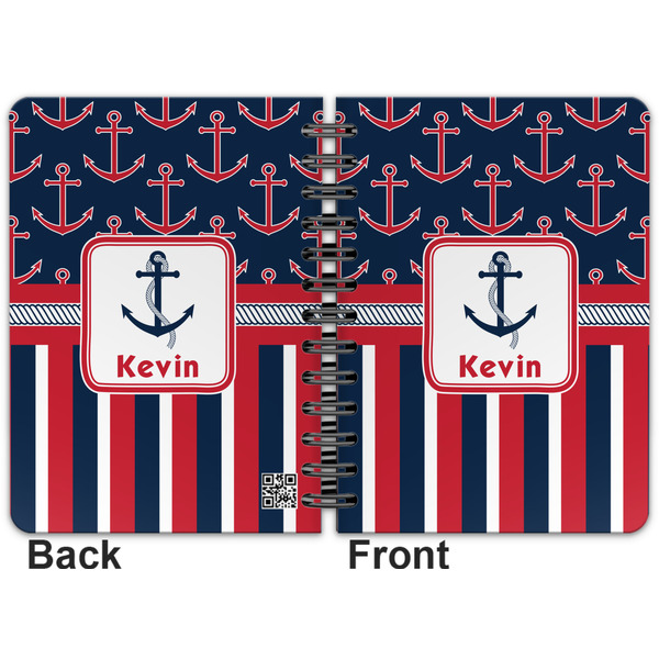 Nautical Anchors & Stripes Spiral Journal 5 x 7 - Apvl