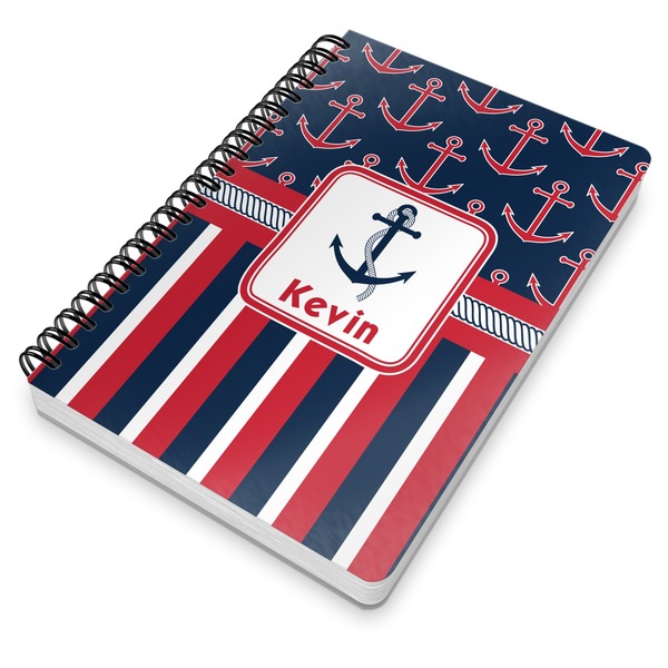 Nautical Anchors & Stripes Spiral Journal 7 x 10 - Main