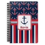 Nautical Anchors & Stripes Spiral Notebook (Personalized)