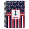 Nautical Anchors & Stripes Spiral Journal Large - Front View