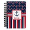 Nautical Anchors & Stripes Spiral Notebook - 5x7 w/ Name or Text