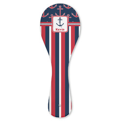 Nautical Anchors & Stripes Ceramic Spoon Rest (Personalized)