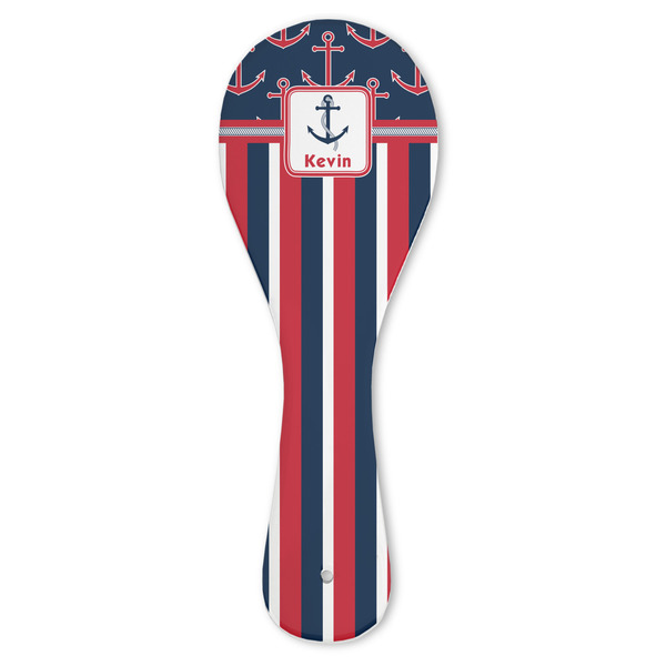 Custom Nautical Anchors & Stripes Ceramic Spoon Rest (Personalized)