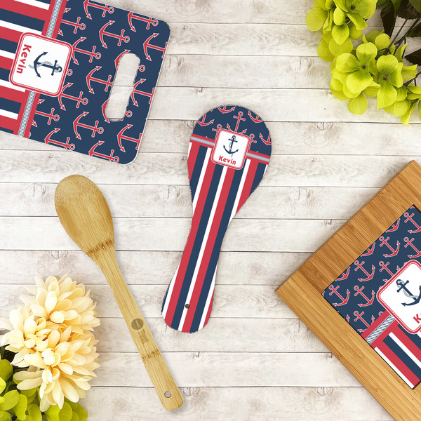 Nautical Anchors & Stripes Spoon Rest Trivet - LIFESTYLE