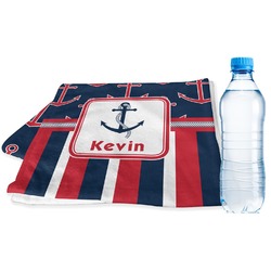Nautical Anchors & Stripes Sports & Fitness Towel (Personalized)