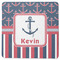 Nautical Anchors & Stripes Square Rubber Backed Coaster (Personalized)