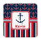 Nautical Anchors & Stripes Square Fridge Magnet - FRONT