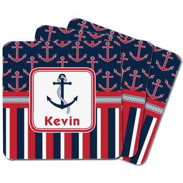 Nautical Anchors & Stripes Square Fridge Magnet - MAIN