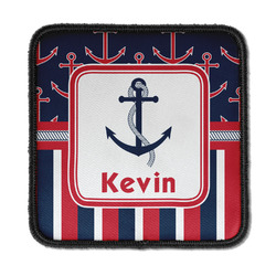 Nautical Anchors & Stripes Iron On Square Patch w/ Name or Text