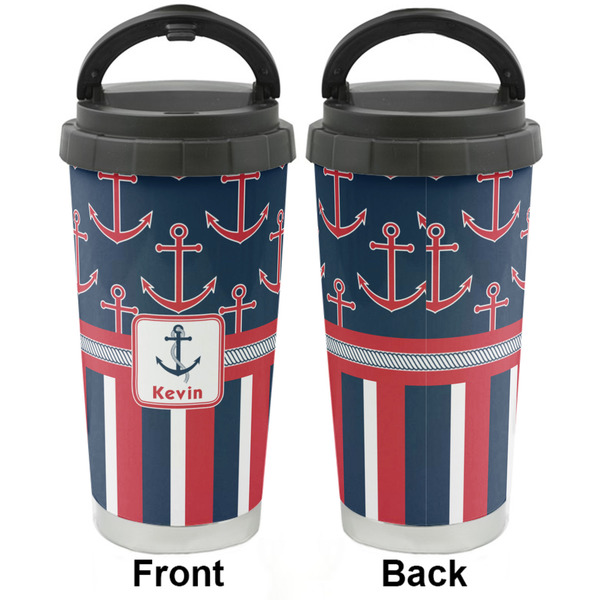 Nautical Anchors & Stripes Stainless Steel Travel Cup - Apvl