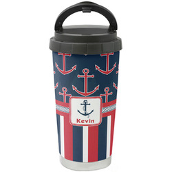 Nautical Anchors & Stripes Stainless Steel Coffee Tumbler (Personalized)