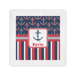 Nautical Anchors & Stripes Cocktail Napkins (Personalized)