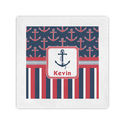 Nautical Anchors & Stripes Standard Cocktail Napkins (Personalized)