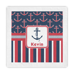 Nautical Anchors & Stripes Standard Decorative Napkins (Personalized)