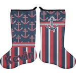 Nautical Anchors & Stripes Holiday Stocking - Double-Sided - Neoprene (Personalized)