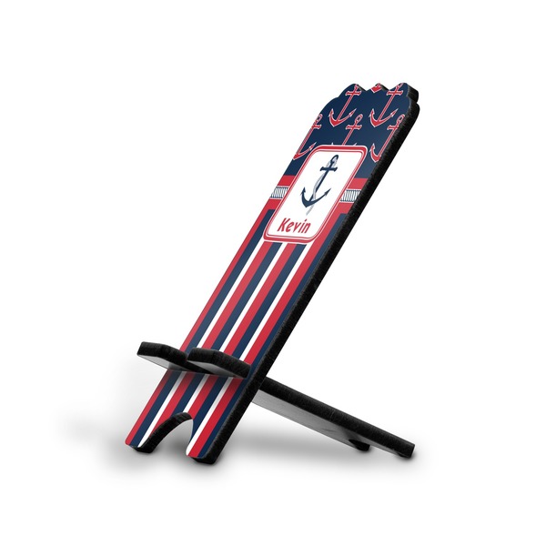 Custom Nautical Anchors & Stripes Stylized Cell Phone Stand - Small w/ Name or Text