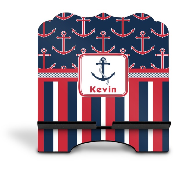 Nautical Anchors & Stripes Stylized Tablet Stand - Front without iPad