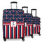 Nautical Anchors & Stripes 3 Piece Luggage Set - 20" Carry On, 24" Medium Checked, 28" Large Checked (Personalized)