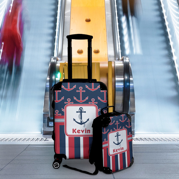 Nautical Anchors & Stripes Suitcase Set 4 - IN CONTEXT