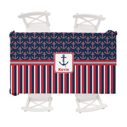 Nautical Anchors & Stripes Tablecloth - 58"x102" (Personalized)