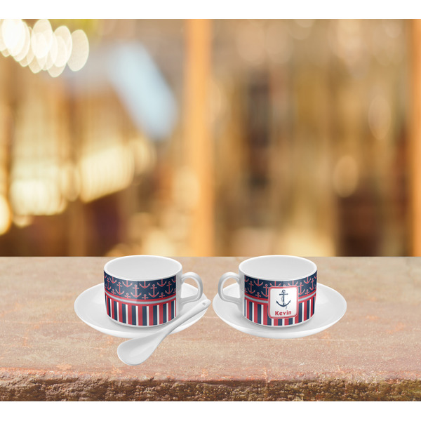 Nautical Anchors & Stripes Tea Cup Lifestyle
