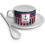 Nautical Anchors & Stripes Tea Cup - Single (Personalized)