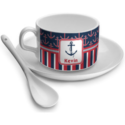 Nautical Anchors & Stripes Tea Cup (Personalized)