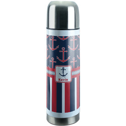 Nautical Anchors & Stripes Stainless Steel Thermos (Personalized)