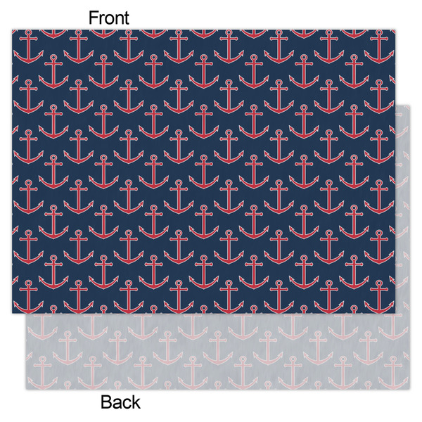 Nautical Anchors & Stripes Tissue Paper - Lightweight - Large - Front & Back