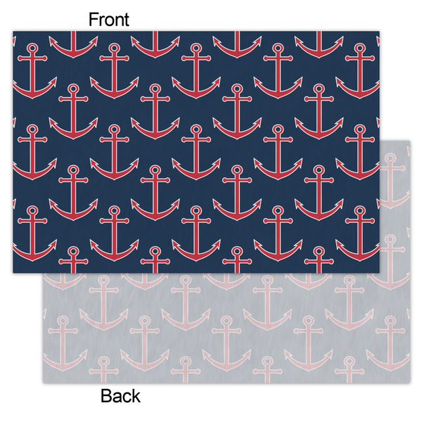 Nautical Anchors & Stripes Tissue Paper - Lightweight - Small - Front & Back