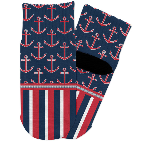 Custom Nautical Anchors & Stripes Toddler Ankle Socks