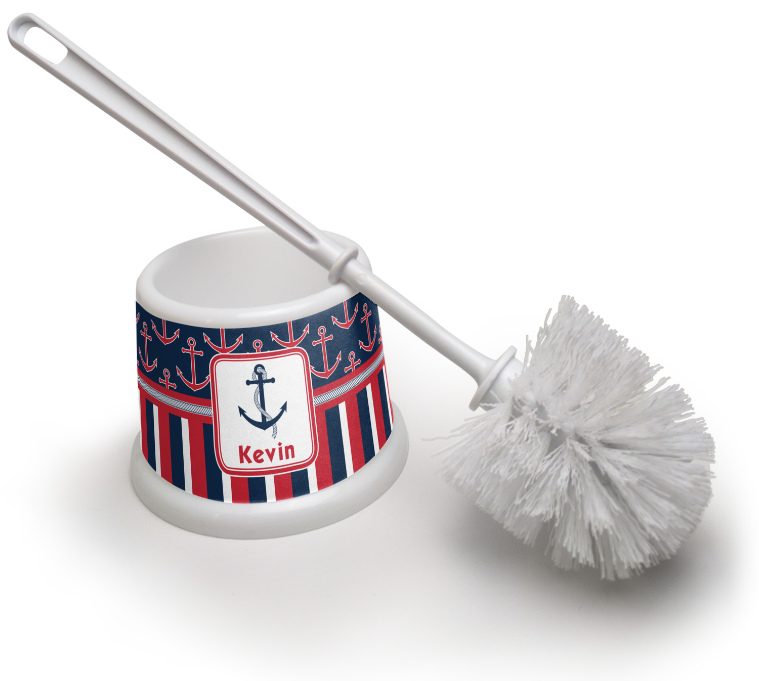Nautical Anchors & Stripes Toilet Brush (Personalized) YouCustomizeIt
