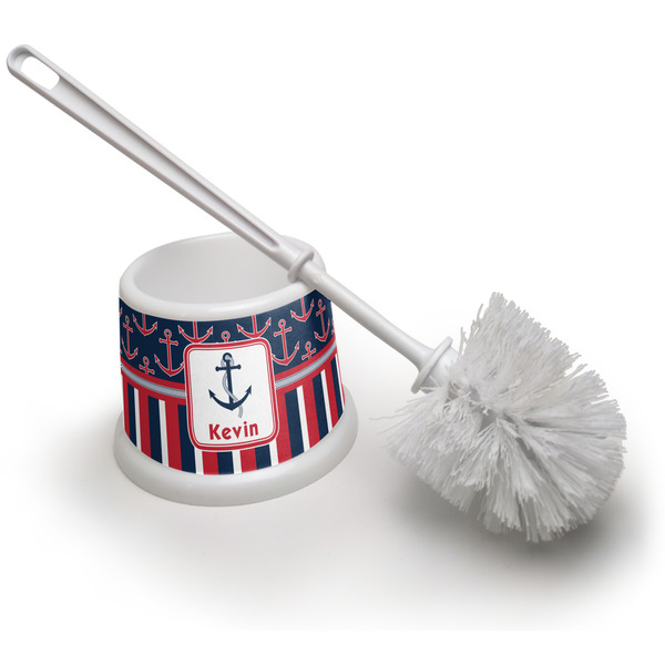 Custom Nautical Anchors & Stripes Toilet Brush (Personalized)