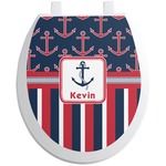 Nautical Anchors & Stripes Toilet Seat Decal (Personalized)