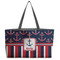 Nautical Anchors & Stripes Beach Totes Bag - w/ Black Handles (Personalized)